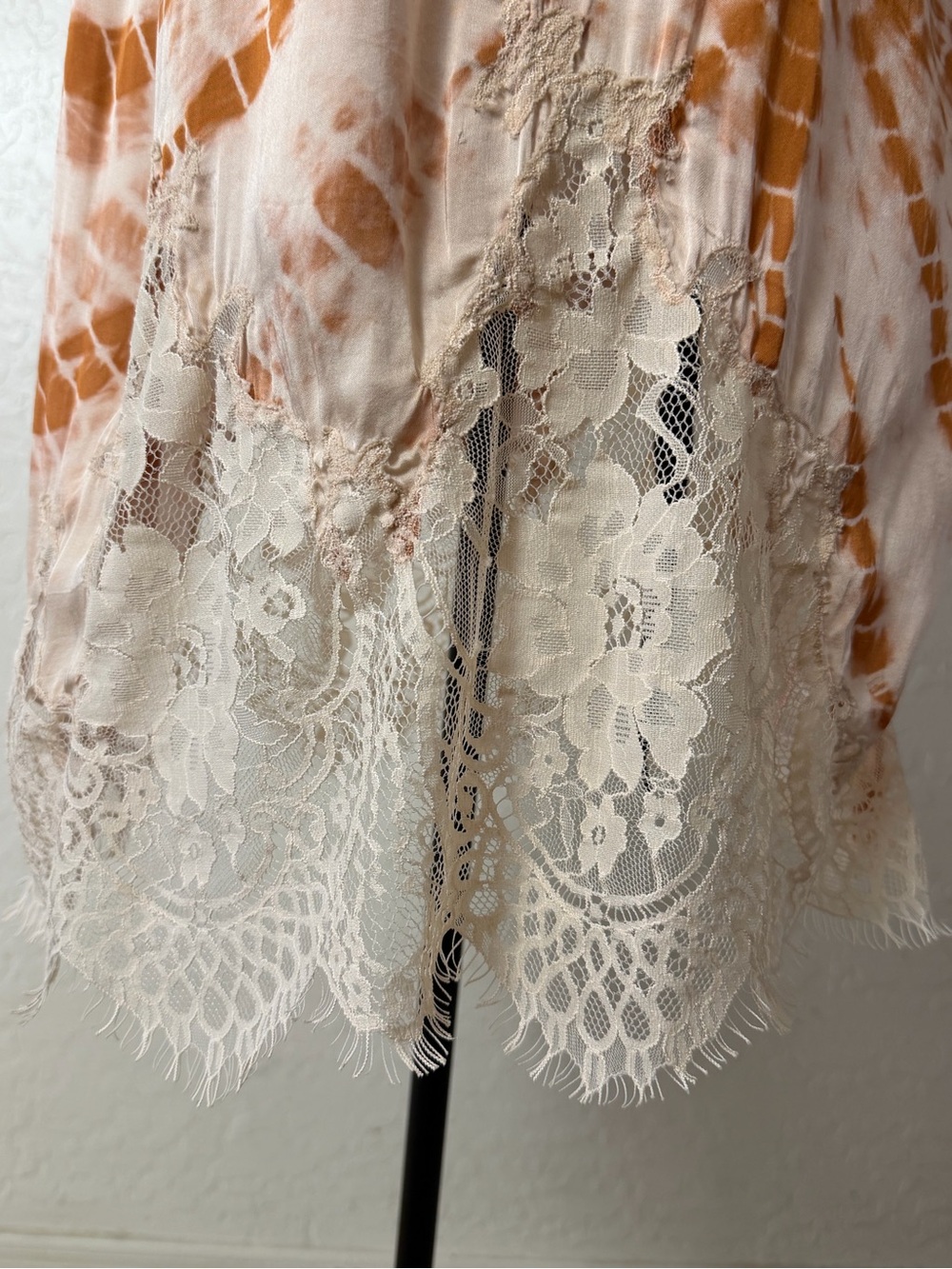 Free People Tie-Dye Satin Slip Dress in Cream & Rust - Picture 3 of 7